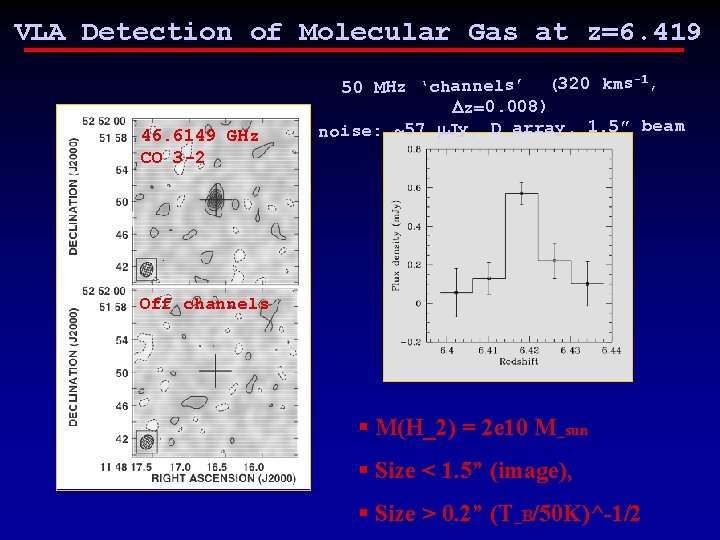 VLA Detection of Molecular Gas at z=6. 419 46. 6149 GHz CO 3 -2