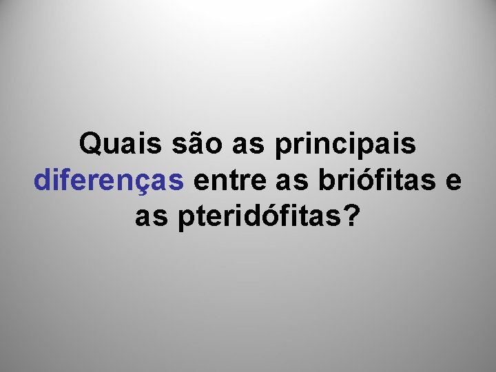 Quais são as principais diferenças entre as briófitas e as pteridófitas? 