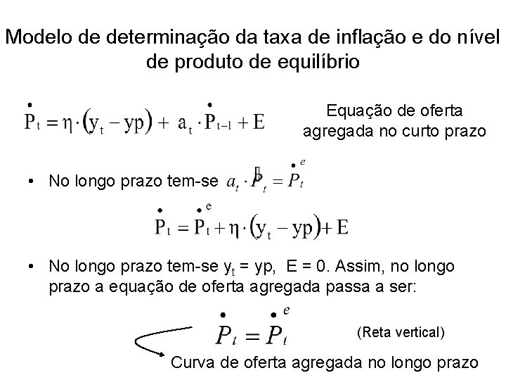 Modelo de determinação da taxa de inflação e do nível de produto de equilíbrio