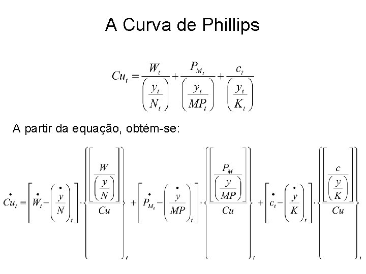 A Curva de Phillips A partir da equação, obtém-se: 