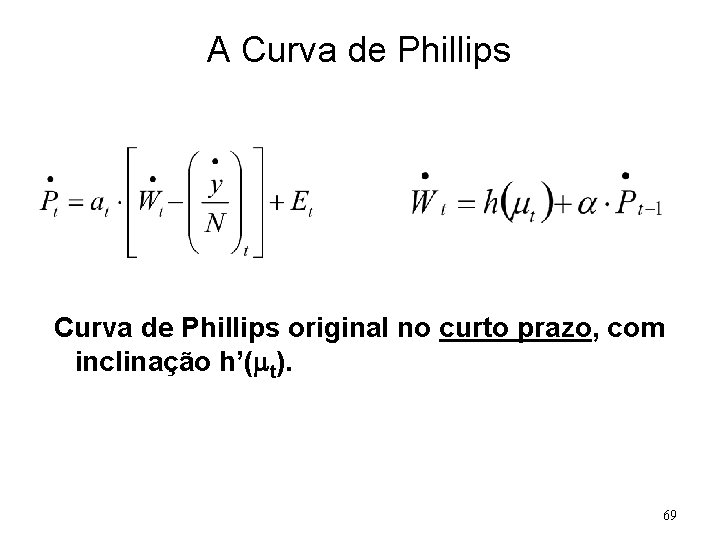 A Curva de Phillips original no curto prazo, com inclinação h’(mt). 69 