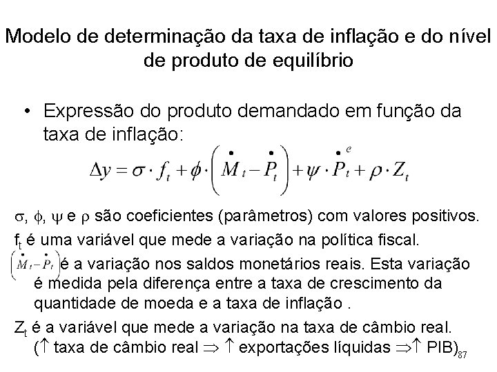 Modelo de determinação da taxa de inflação e do nível de produto de equilíbrio