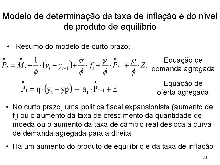 Modelo de determinação da taxa de inflação e do nível de produto de equilíbrio