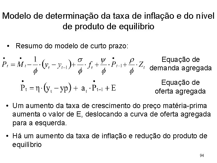 Modelo de determinação da taxa de inflação e do nível de produto de equilíbrio