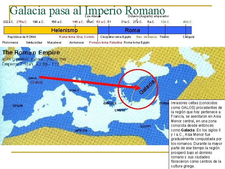 Galacia pasa al Imperio Romano Cae Atenas 322 a. C. 275 a. C. 198