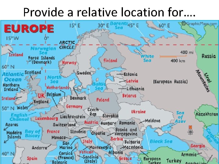 Provide a relative location for….  Provide a relative location for….