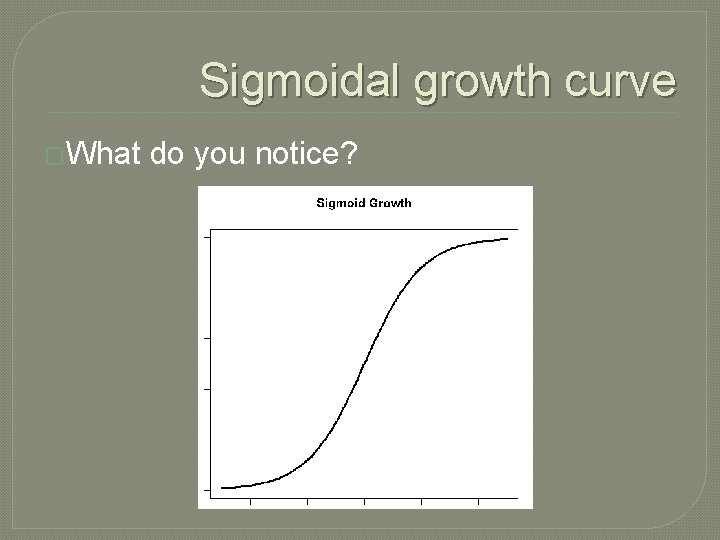 Sigmoidal growth curve �What do you notice? 