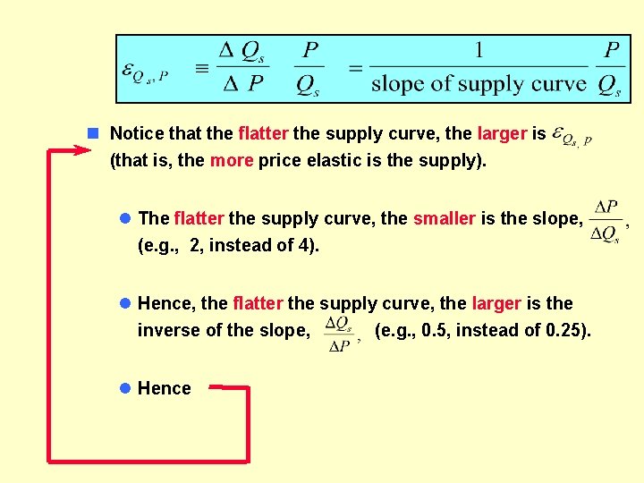 n Notice that the flatter the supply curve, the larger is (that is, the