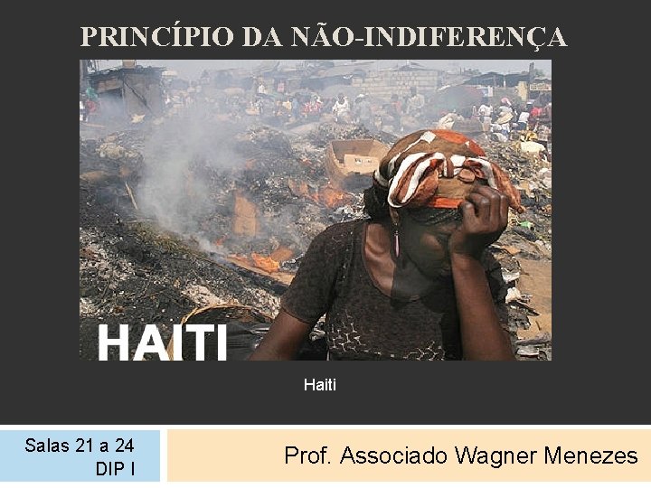 PRINCÍPIO DA NÃO-INDIFERENÇA Haiti Salas 21 a 24 DIP I Prof. Associado Wagner Menezes