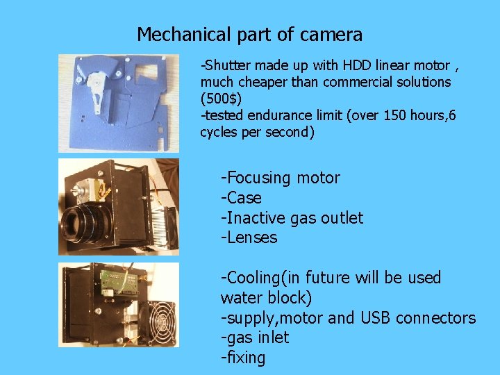 Mechanical part of camera -Shutter made up with HDD linear motor , much cheaper