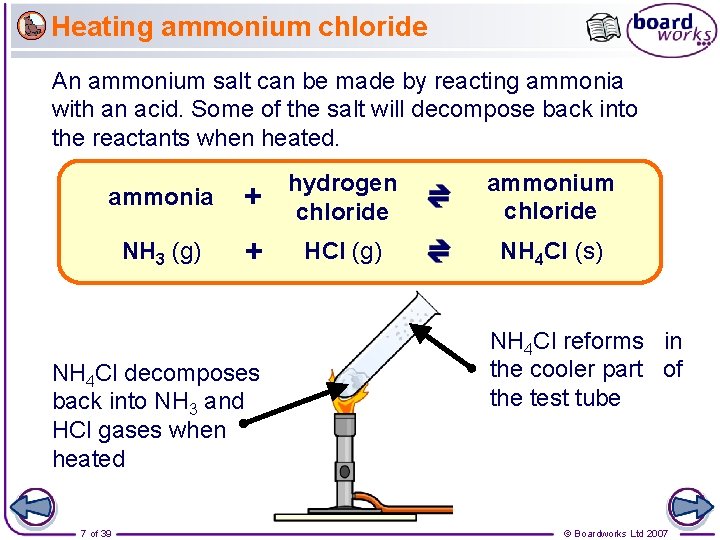 Heating ammonium chloride An ammonium salt can be made by reacting ammonia with an