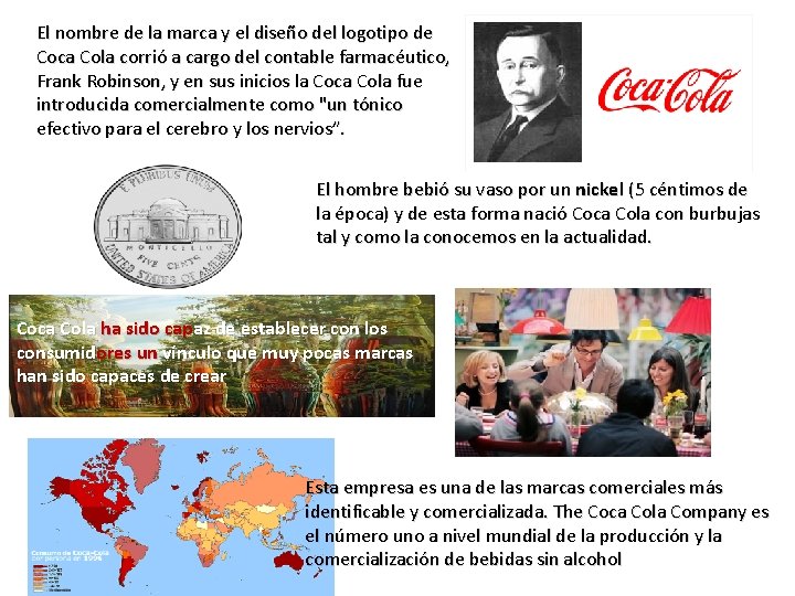 El nombre de la marca y el diseño del logotipo de Coca Cola corrió