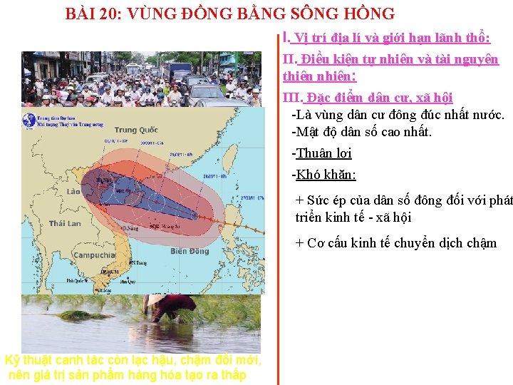 BÀI 20: VÙNG ĐỒNG BẰNG SÔNG HỒNG I. Vị trí địa lí và giới