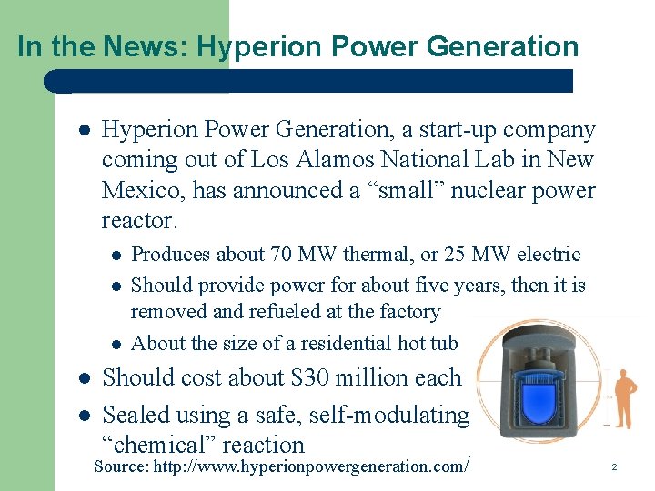 In the News: Hyperion Power Generation l Hyperion Power Generation, a start-up company coming