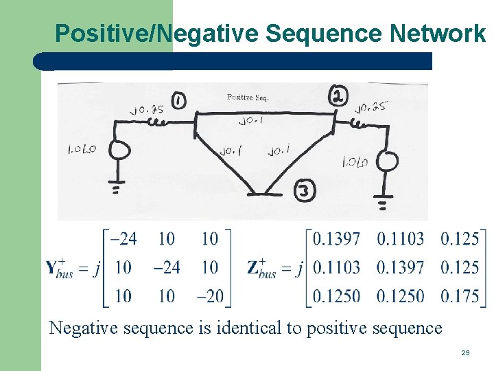 Positive/Negative Sequence Network Negative sequence is identical to positive sequence 29 