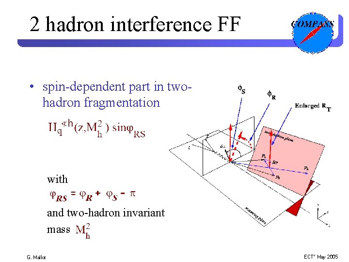 2 hadron interference FF • spin-dependent part in twohadron fragmentation with and two-hadron invariant