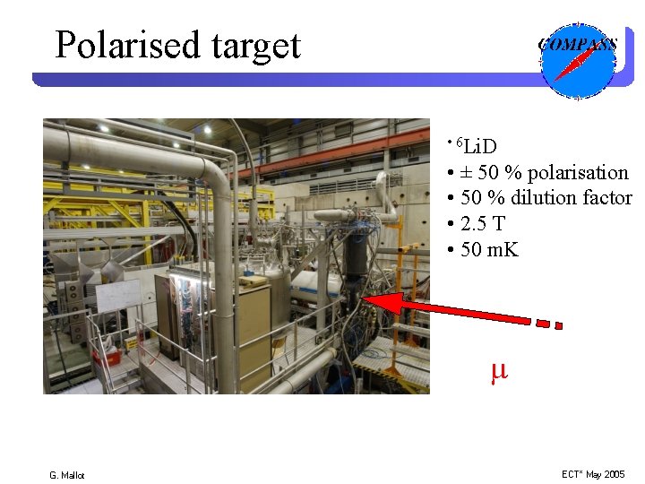 Polarised target • 6 Li. D • ± 50 % polarisation • 50 %