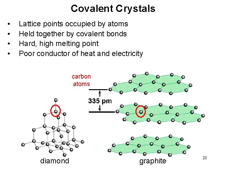 Covalent Crystals • • Lattice points occupied by atoms Held together by covalent bonds