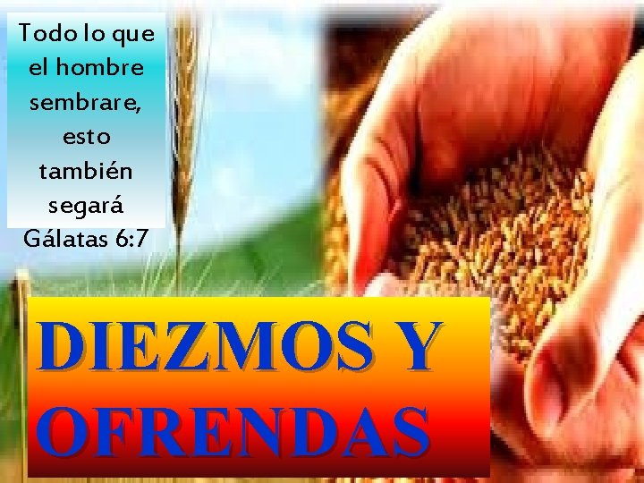 Todo lo que el hombre sembrare, esto también segará Gálatas 6: 7 DIEZMOS Y