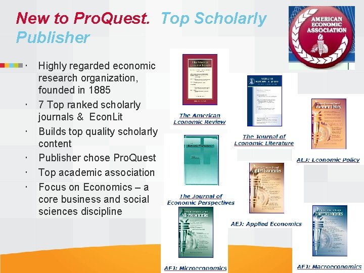 New to Pro. Quest. Top Scholarly Publisher Highly regarded economic research organization, founded in