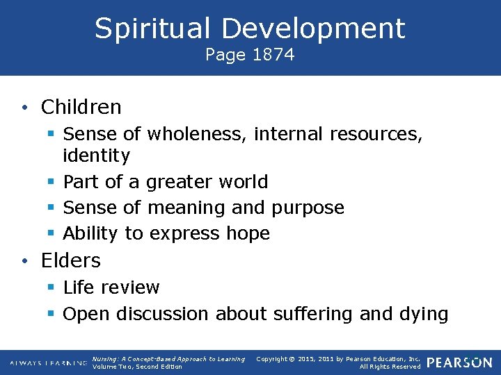 Spiritual Development Page 1874 • Children § Sense of wholeness, internal resources, identity §