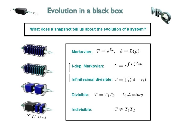 What does a snapshot tell us about the evolution of a system? Markovian: t-dep.