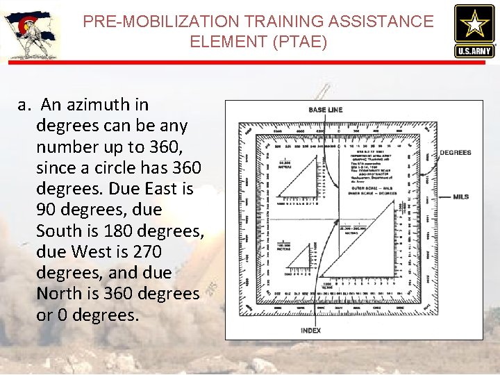 PRE-MOBILIZATION TRAINING ASSISTANCE ELEMENT (PTAE) a. An azimuth in degrees can be any number PRE-MOBILIZATION TRAINING ASSISTANCE ELEMENT (PTAE) a. An azimuth in degrees can be any number