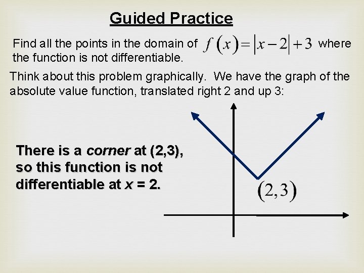Guided Practice Find all the points in the domain of the function is not