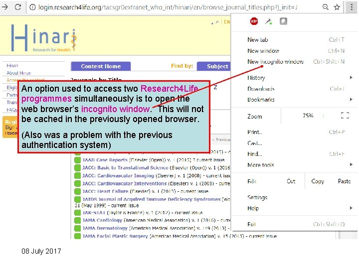An option used to access two Research 4 Life programmes simultaneously is to open