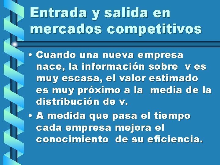 Entrada y salida en mercados competitivos • Cuando una nueva empresa nace, la información