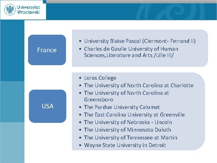  • University Blaise Pascal (Clermont- Ferrand II) • Charles de Gaulle University of