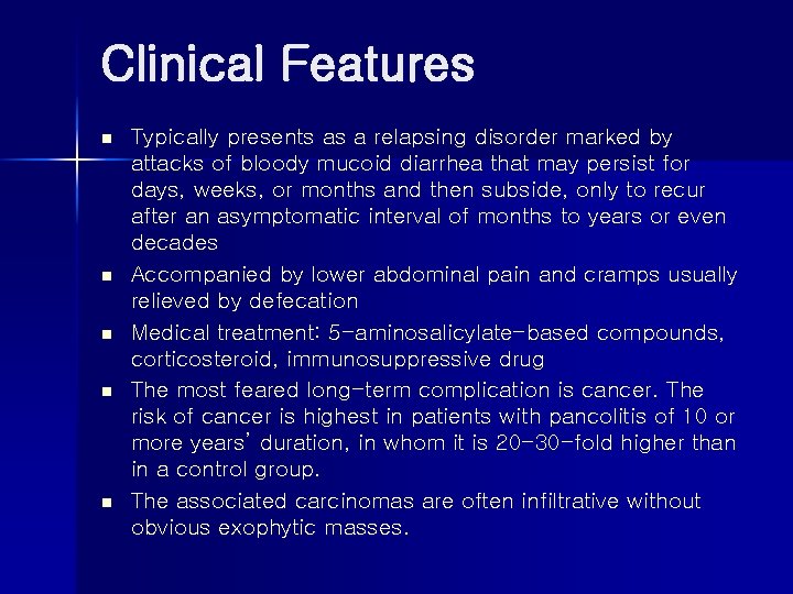Clinical Features n n n Typically presents as a relapsing disorder marked by attacks