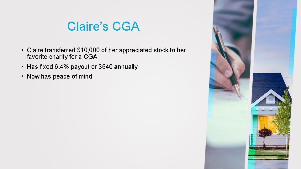 Claire’s CGA • Claire transferred $10, 000 of her appreciated stock to her favorite