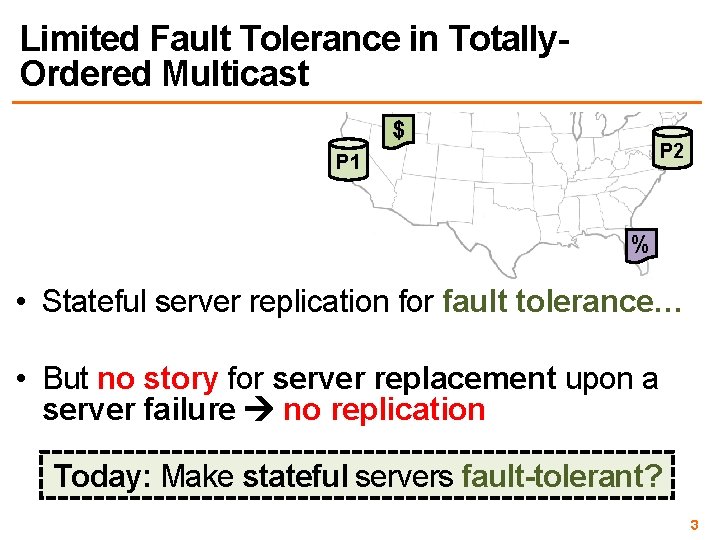 Limited Fault Tolerance in Totally. Ordered Multicast $ P 2 P 1 % •