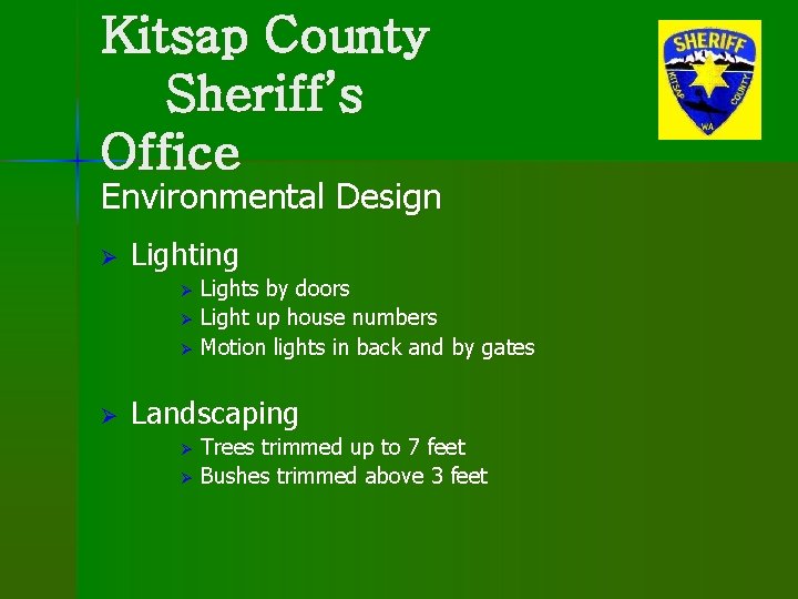Kitsap County Sheriffs Office Neighborhood Watch Program Four
