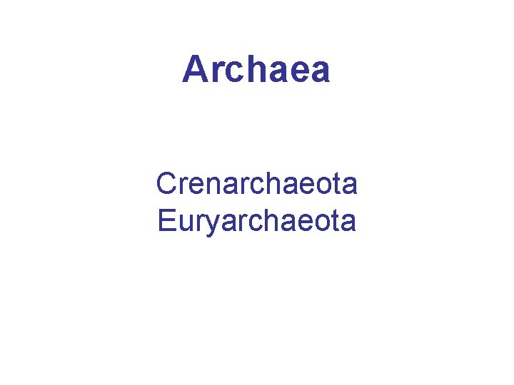 Archaea Crenarchaeota Euryarchaeota 