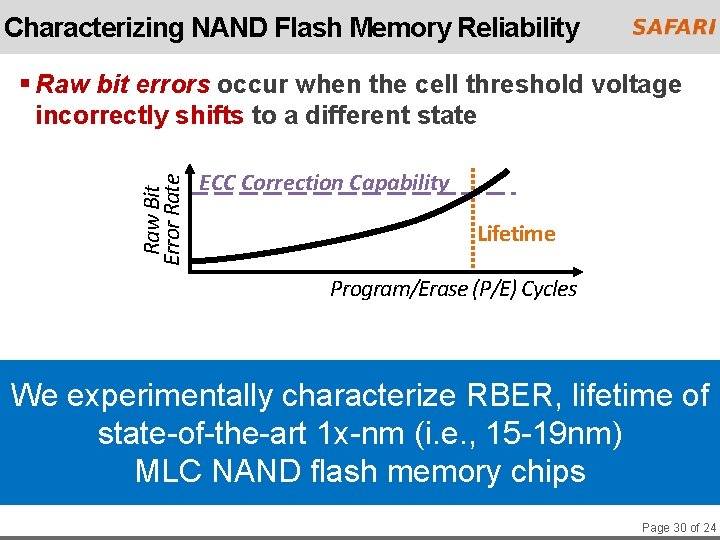 Characterizing NAND Flash Memory Reliability Raw Bit Error Rate § Raw bit errors occur