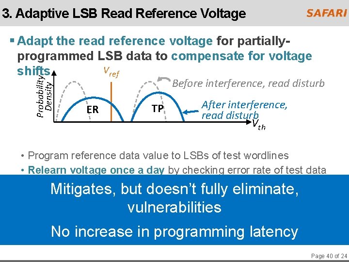 3. Adaptive LSB Read Reference Voltage Probability Density § Adapt the read reference voltage