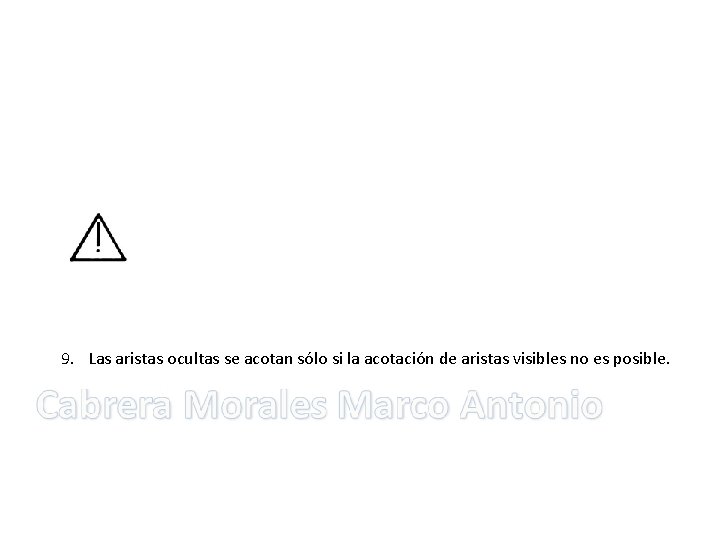 9. Las aristas ocultas se acotan sólo si la acotación de aristas visibles no 9. Las aristas ocultas se acotan sólo si la acotación de aristas visibles no
