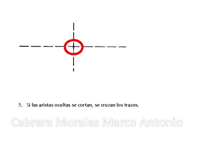 5. Si las aristas ocultas se cortan, se cruzan los trazos. 5. Si las aristas ocultas se cortan, se cruzan los trazos.