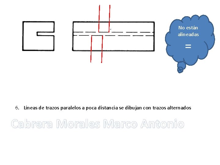 No están alineadas = 6. Líneas de trazos paralelos a poca distancia se dibujan No están alineadas = 6. Líneas de trazos paralelos a poca distancia se dibujan