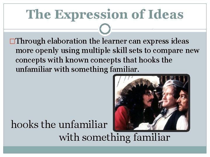 The Expression of Ideas �Through elaboration the learner can express ideas more openly using