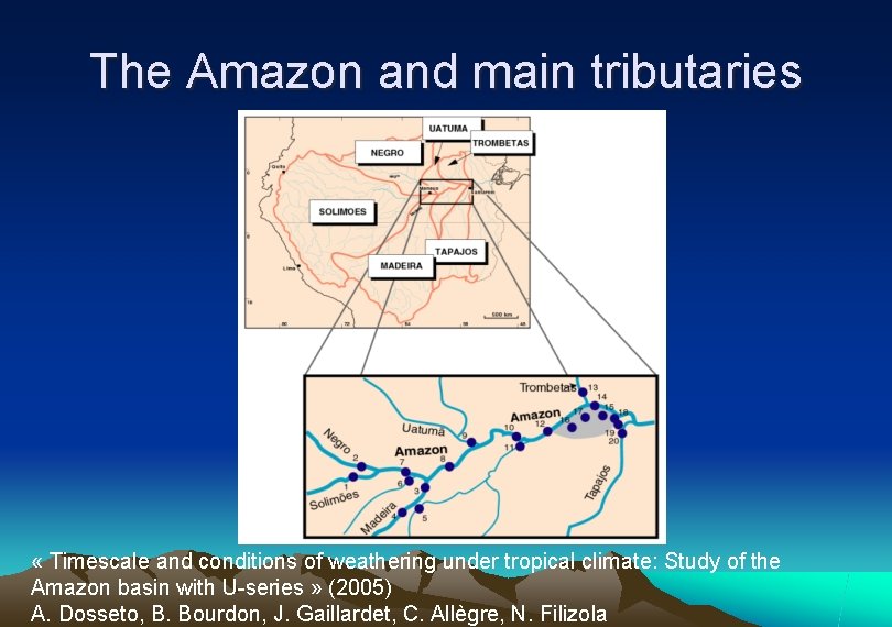 The Amazon and main tributaries « Timescale and conditions of weathering under tropical climate: