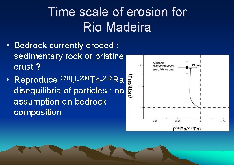 Time scale of erosion for Rio Madeira • Bedrock currently eroded : sedimentary rock