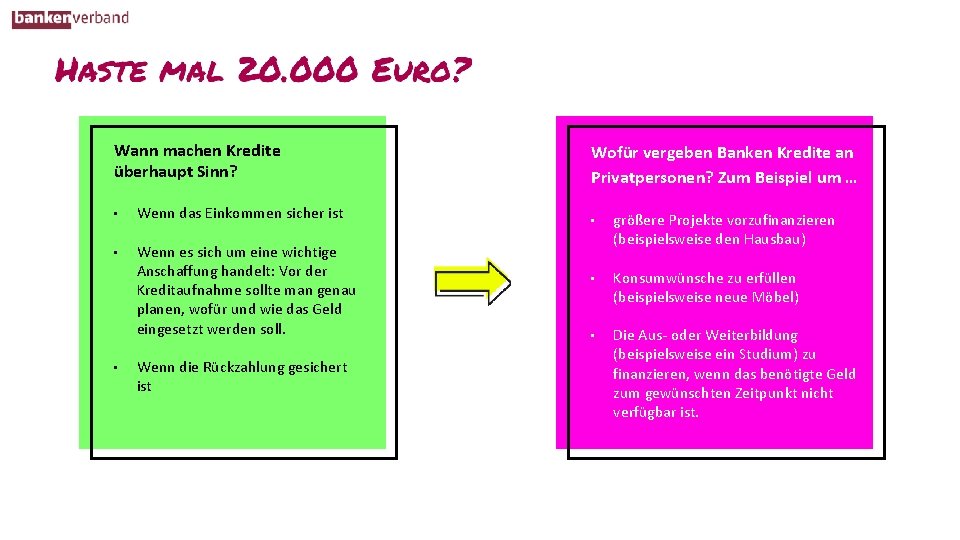 Wann machen Kredite überhaupt Sinn? • Wenn das Einkommen sicher ist • Wenn es