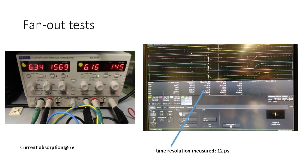 Fan-out tests Current absorption@6 V time resolution measured: 12 ps 