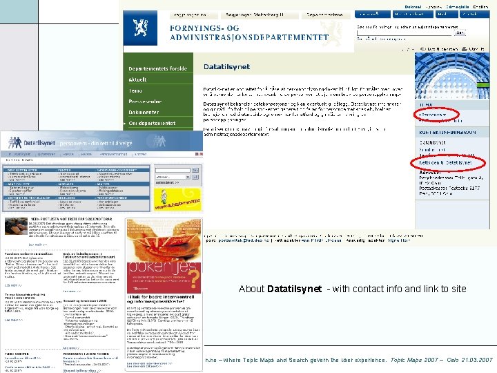 Example: Datatilsynet about/link to About Datatilsynet - with contact info and link to site