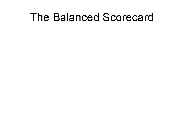 The Balanced Scorecard 