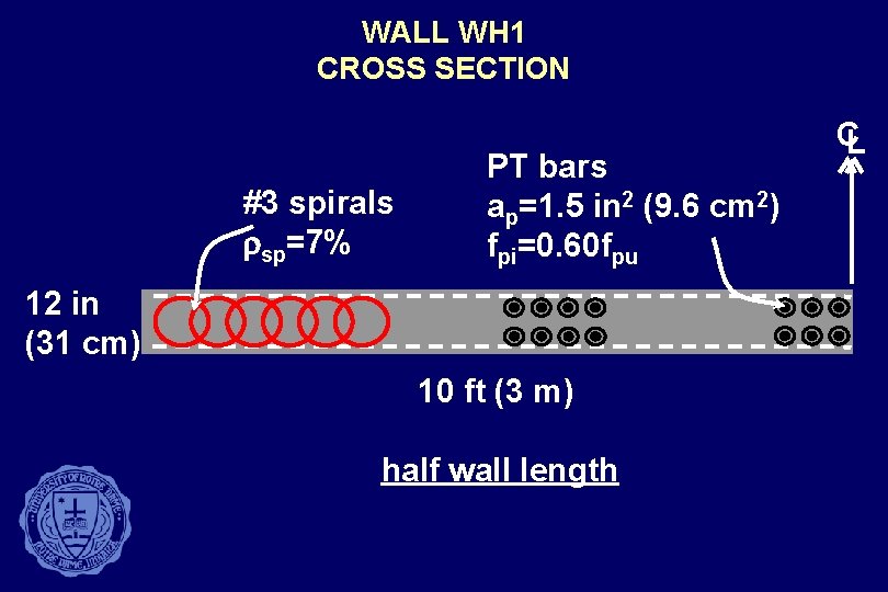 WALL WH 1 CROSS SECTION #3 spirals rsp=7% PT bars ap=1. 5 in 2