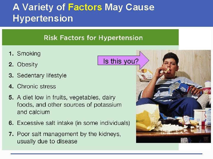 A Variety of Factors May Cause Hypertension Is this you? 